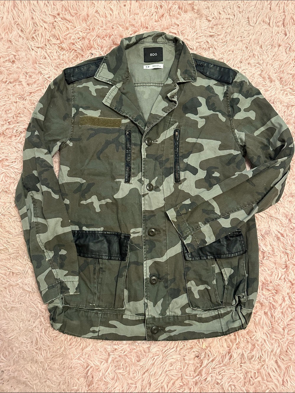 BDG Men's Camo Field Jacket in Olive and Dark Green